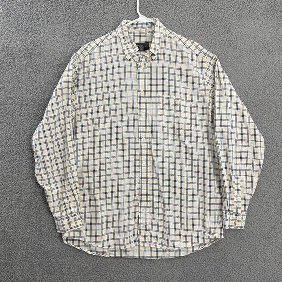 Eddie‎ Bauer Shirt Men LT White Blue Yellow Plaid Casual LS Button Down - Picture 1 of 10